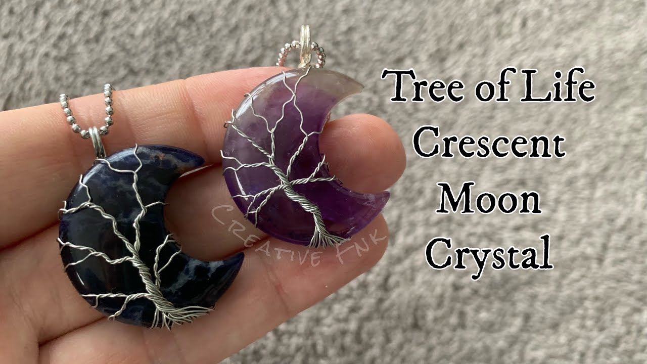 Wire wrapped tree of life on a crescent moon crystal 🌙