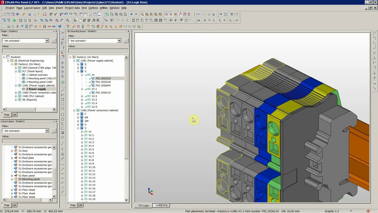 Eplan Pro Panel Beginner Course - Terminal strip - sorting effect - terminal VS accessories