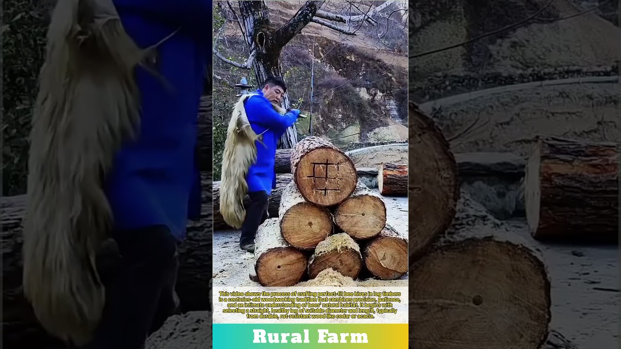 Crafting the perfect fit bee hives in log timbers: ancient woodworking crafting carved
