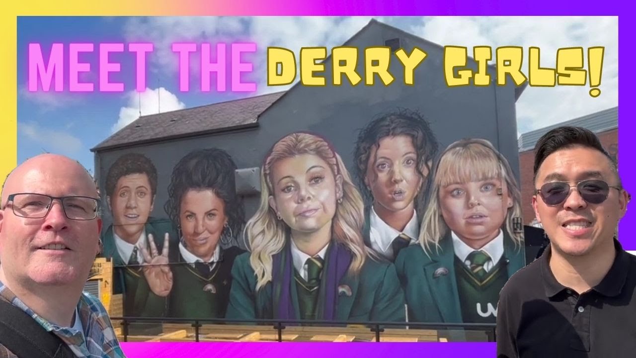 Derry Girls mural and The Peace Bridge