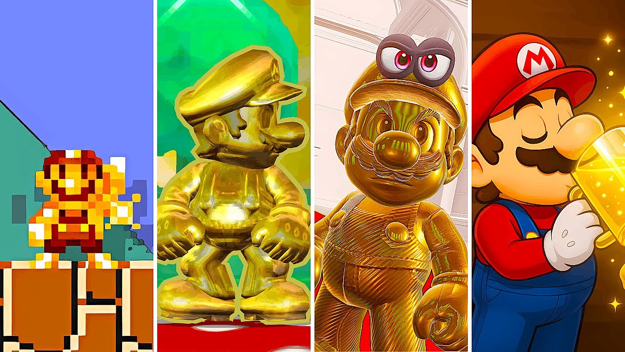 Evolution of Gold Mario in Super Mario Series (1996-2025)