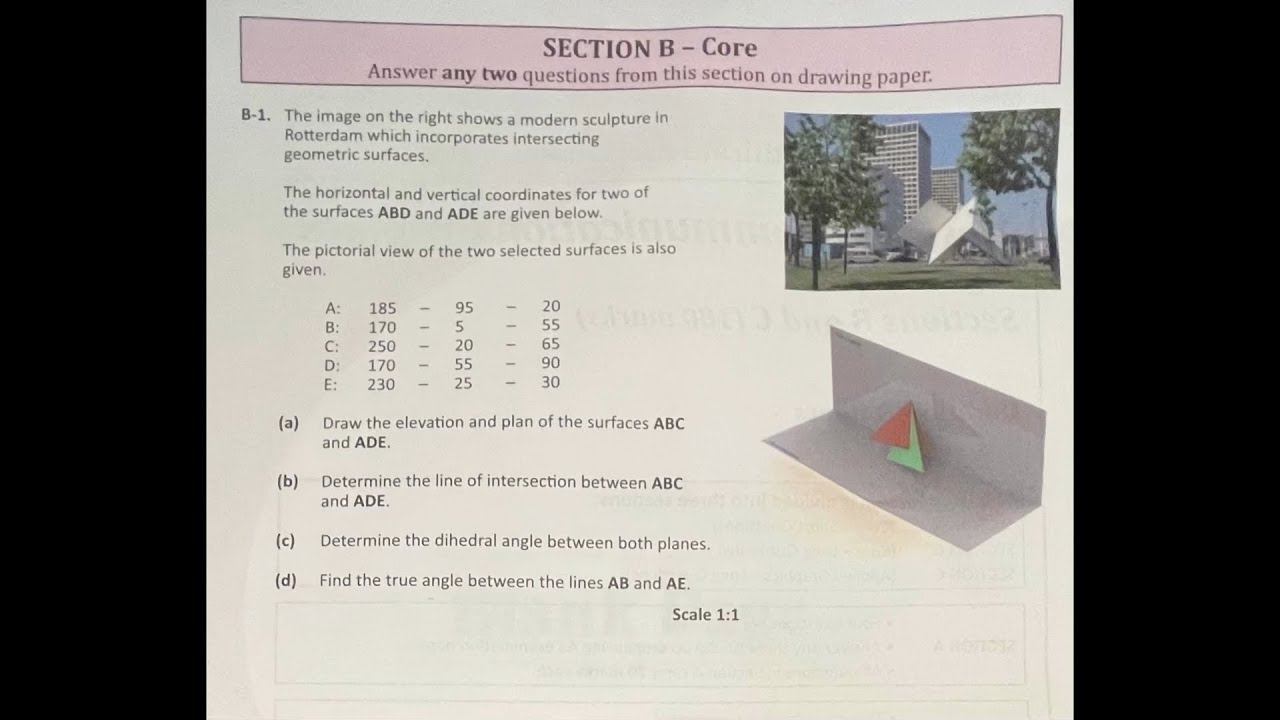 DCG 2023 Mock Paper Section B Question B-2  Intersecting Planes Dihedral Angle