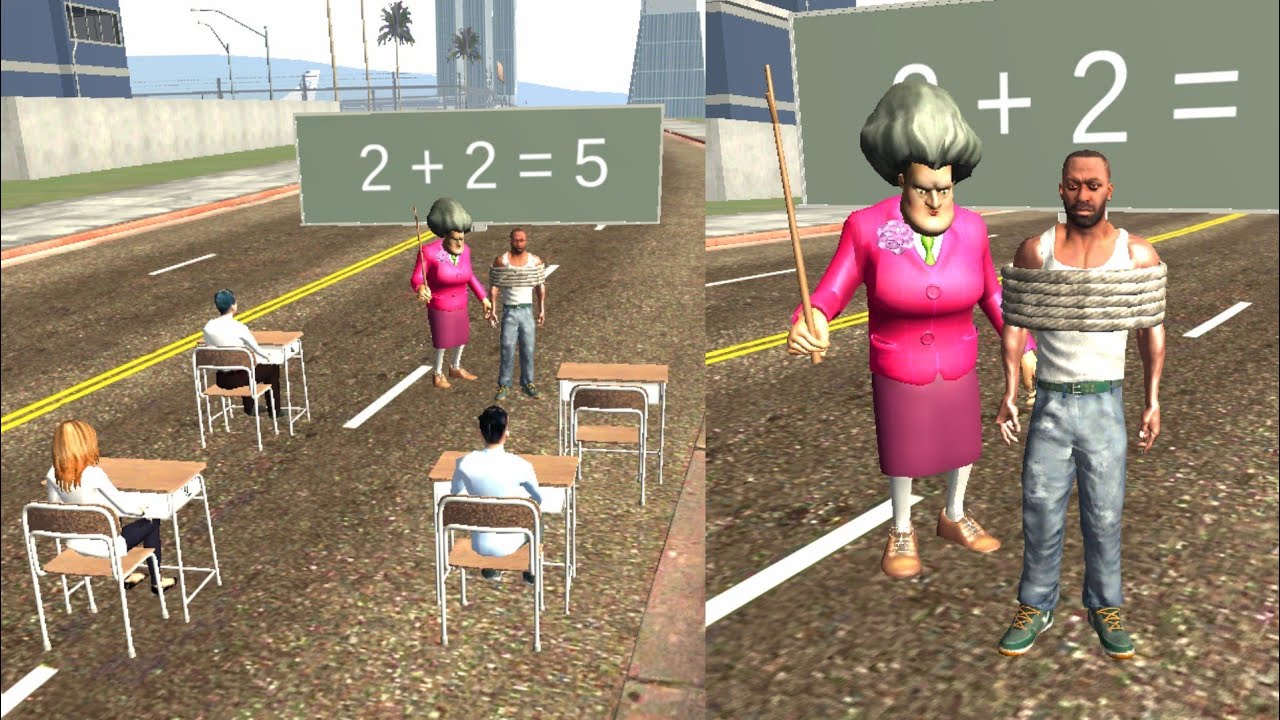 Franklin Fight Scary Teacher for Revenge in Indian Bike Driving 3D