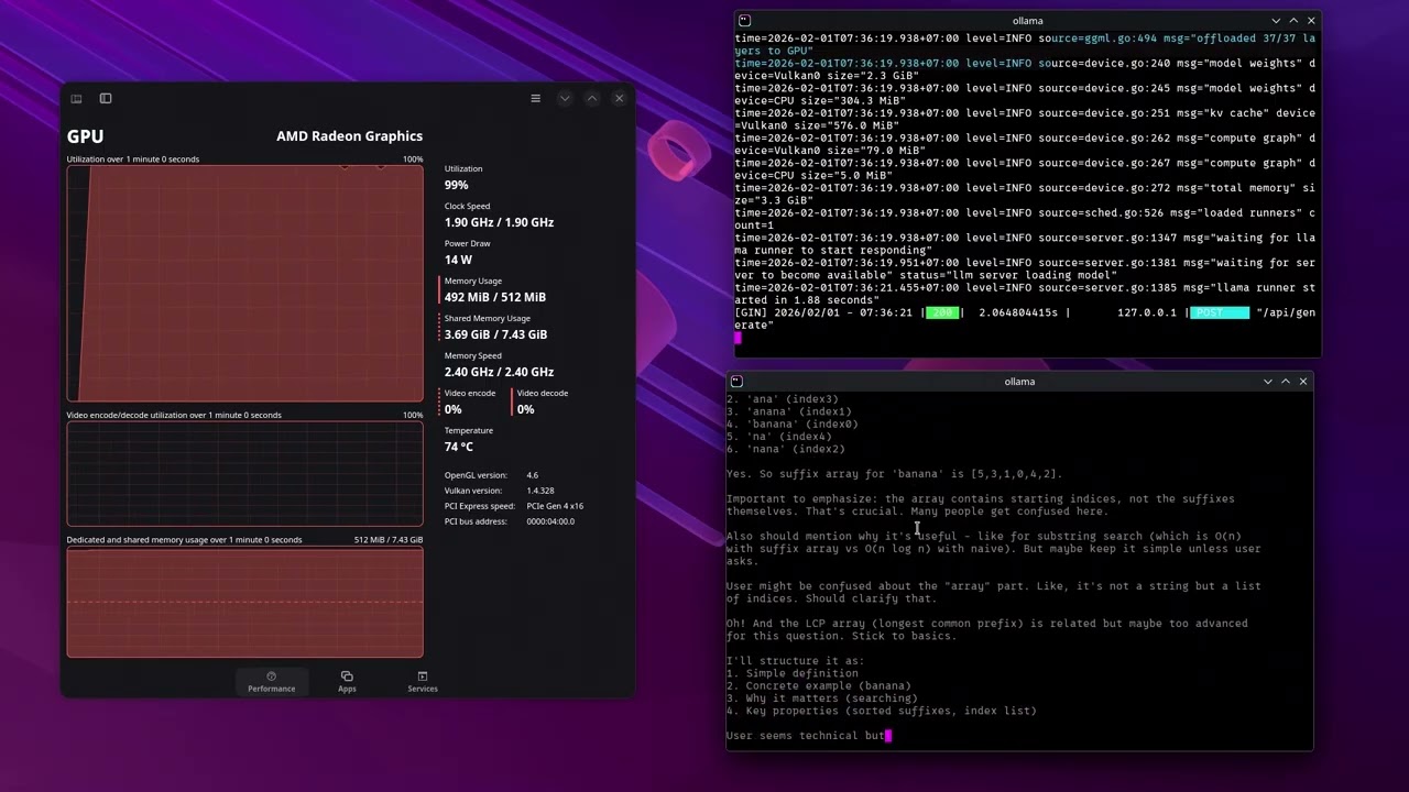 [ASMR] Running Ollama on Ryzen 5 7535U