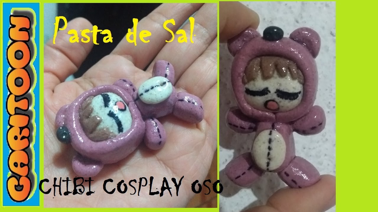 Muñequito con Cosplay de Oso Chibi / PASTA DE SAL/ CARITOON