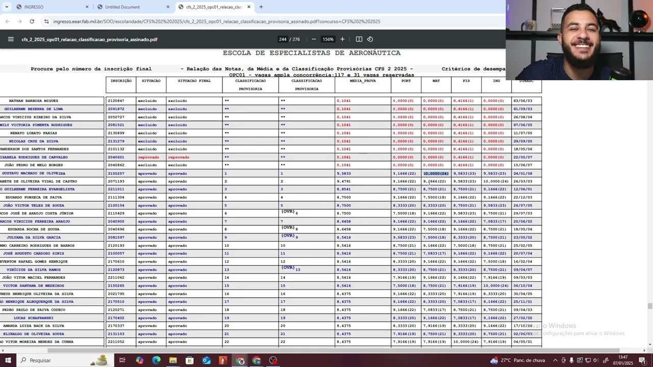 NOTA DE CORTE ABSURDA NA EEAR 2025 (CFS 2) - Resultado Provisório