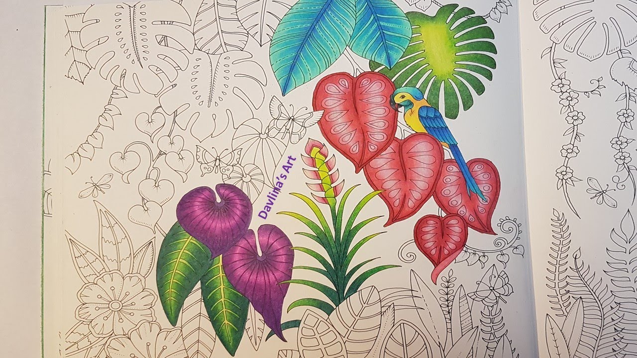 Parrot In The Jungle | Part 1 | Coloring Parrot and Leaves in MAGICAL JUNGLE by Johanna Basford