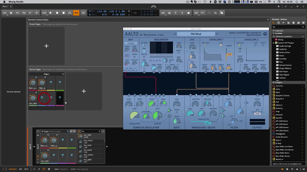 Bitwig Studio 2 - Permanent Remote Controls
