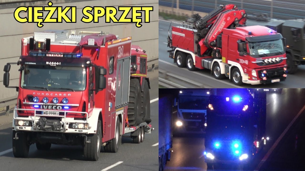 Alarmowo ciężki sprzęt z PSP na tereny powodziowe - SHERP, SGRT Warszawa-8 i ładowarka Manitou