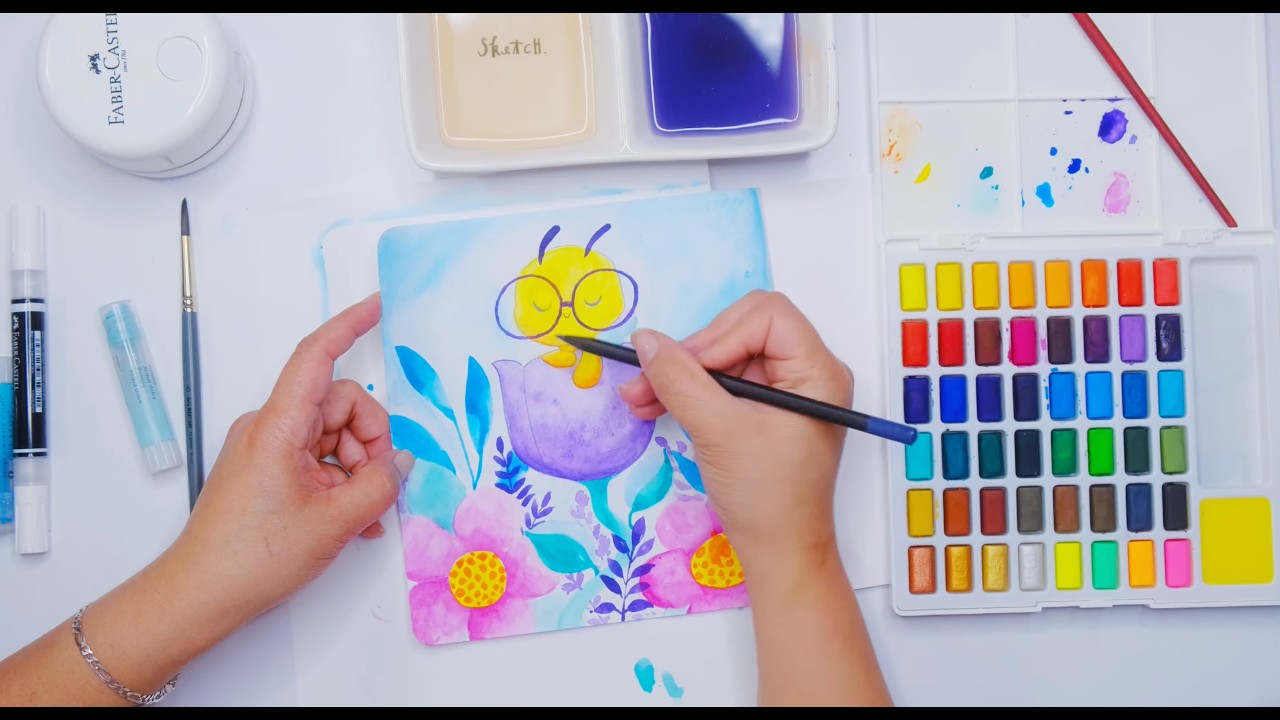 Bee Kind a Kawaii Spring Illustration with Faber-Castell