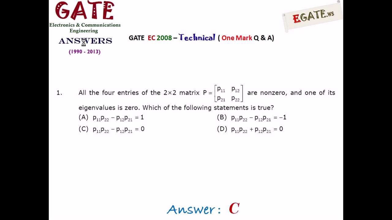 GATE  2008 ECE (Electronics & Communications)  -  Answer Key to  All 85 Questions