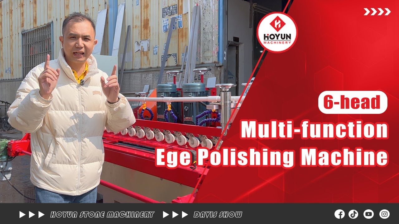 6-head multifunctional edge polishing machine processing Half Bullnose+Grooving and 45&deg; chamfering