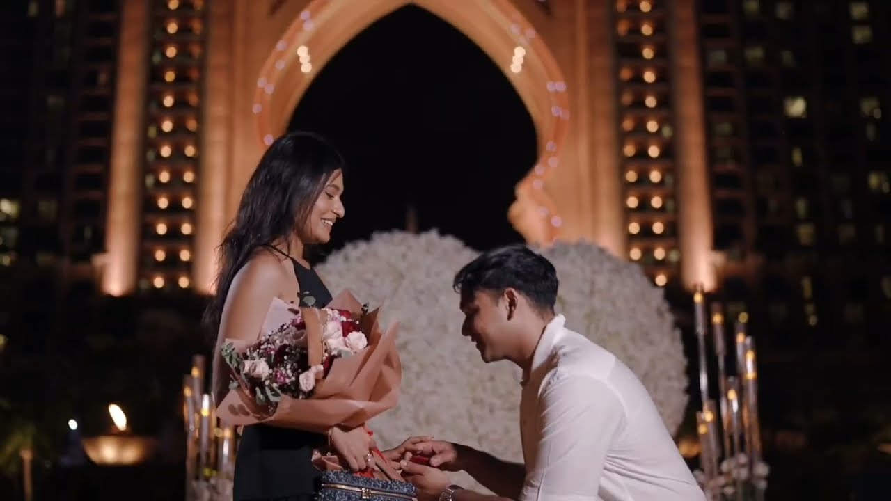 The Dreamiest ALL-WHITE Proposal at Atlantis The Palm ☁️💍