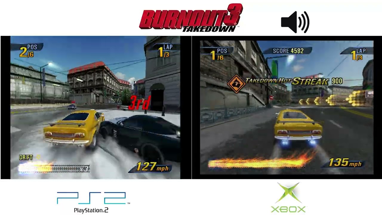 Burnout 3 : Takedown | Side by Side Comparison | PS2 Xbox