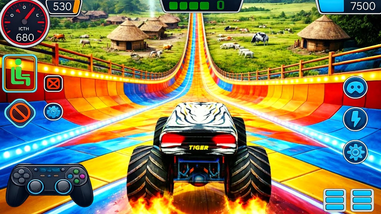 Epic Monster Truck Stunts🔥🔥🔥Mega Ramp 3d Gameplay🤯🤯🤯 #cargame