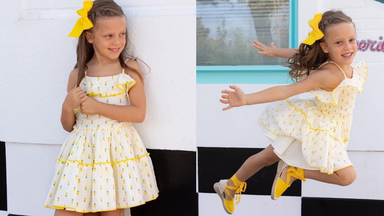 Vestido plumeti de piñas. REVISTA PATRONES INFANTILES nº 12
