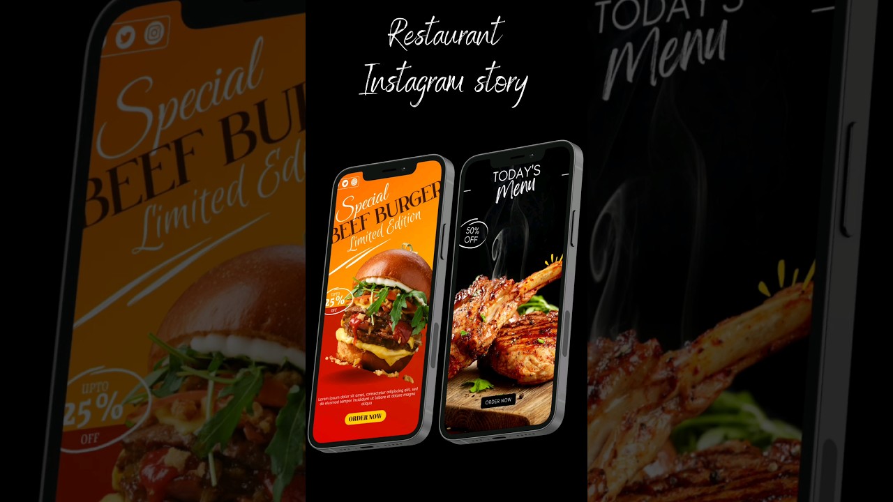 Instagram Canva templates for restaurant owners, Canva template restaurant, Instagram food template