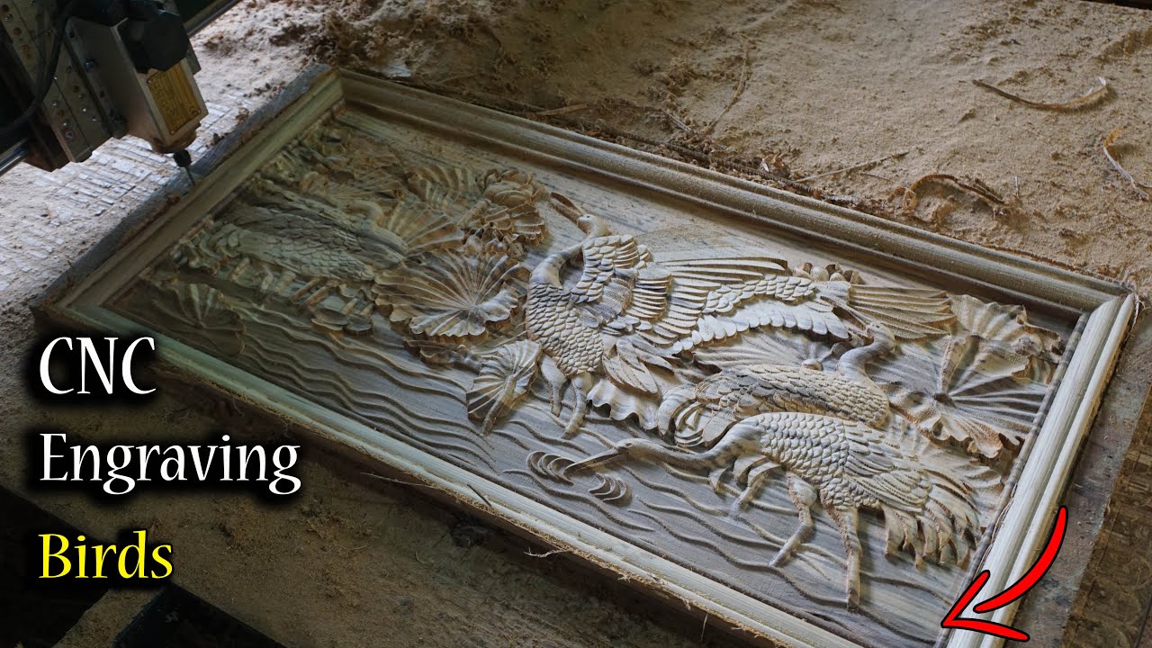 CNC Engraving Birds// Woodworking project