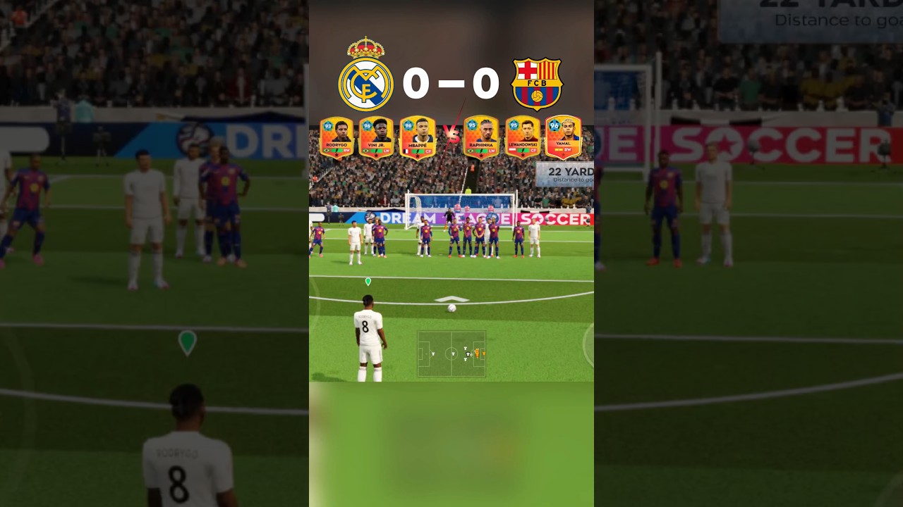 real Madrid vs Barcelona free kick in DLS 💥 !! #dls26 #shortvideo