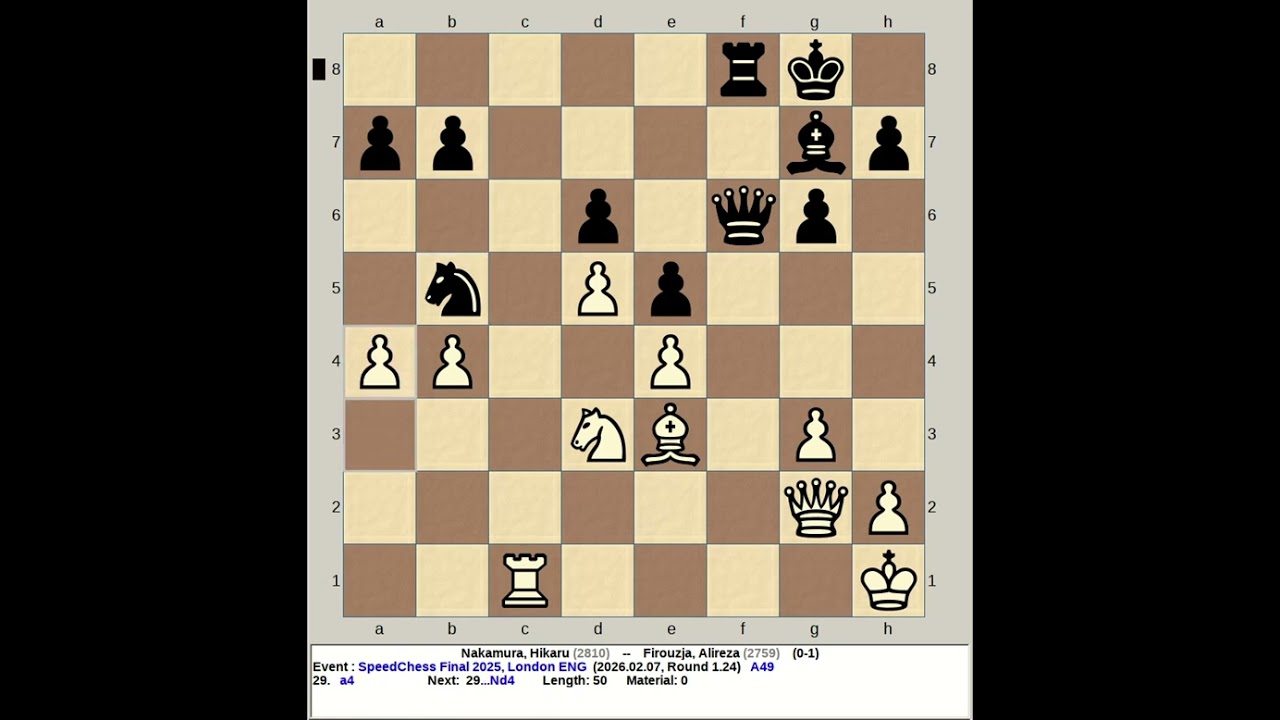 Nakamura, Hikaru vs Firouzja, Alireza | SpeedChess Final 2025, London England R1 24