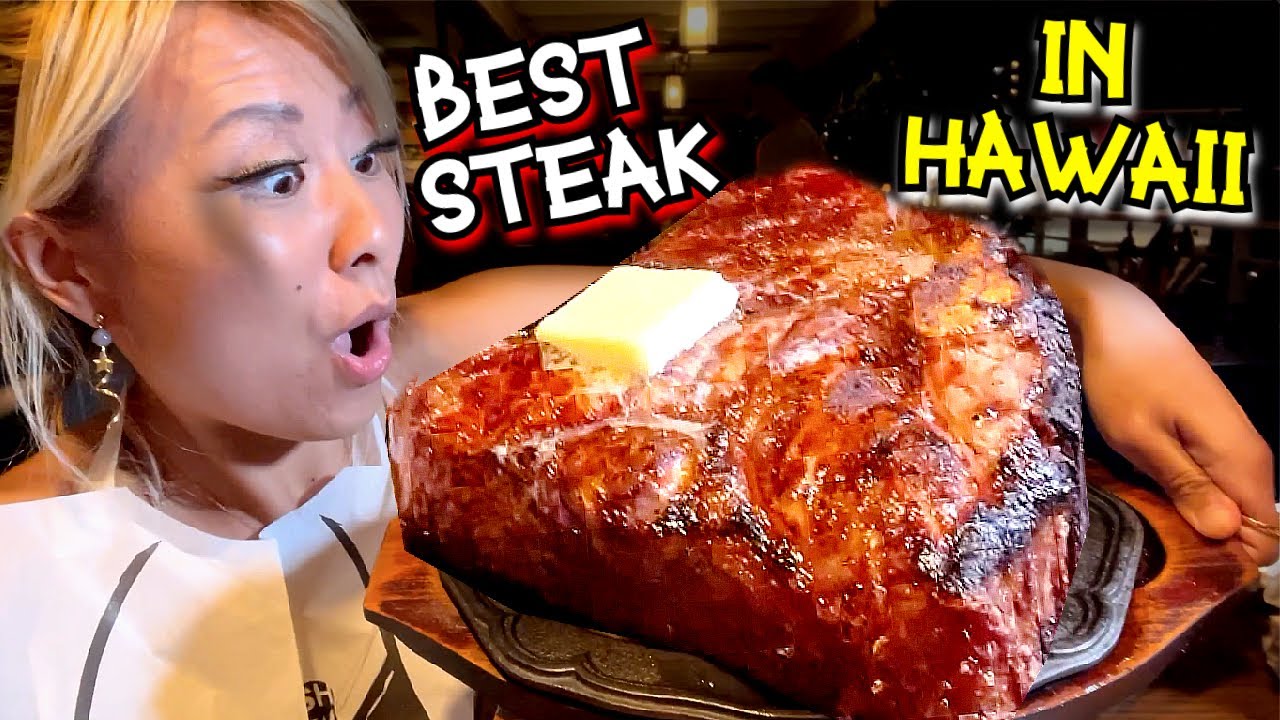 THE BEST STEAK IN HAWAII at Aloha Steak House in Waikiki - Breakfast at Eggs and Thins #RainaisCrazy