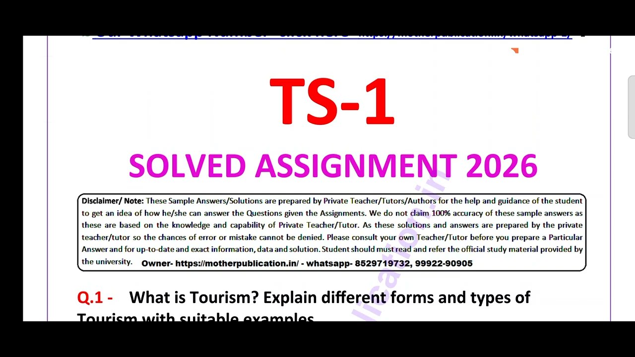 Ignou ts 1 solved assignment 2026 / ts 1 solved assignment 2026 / pdf watsapp 8228091239