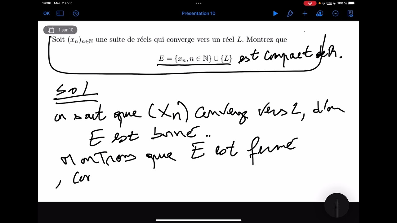 Montrer que ensemble est compact