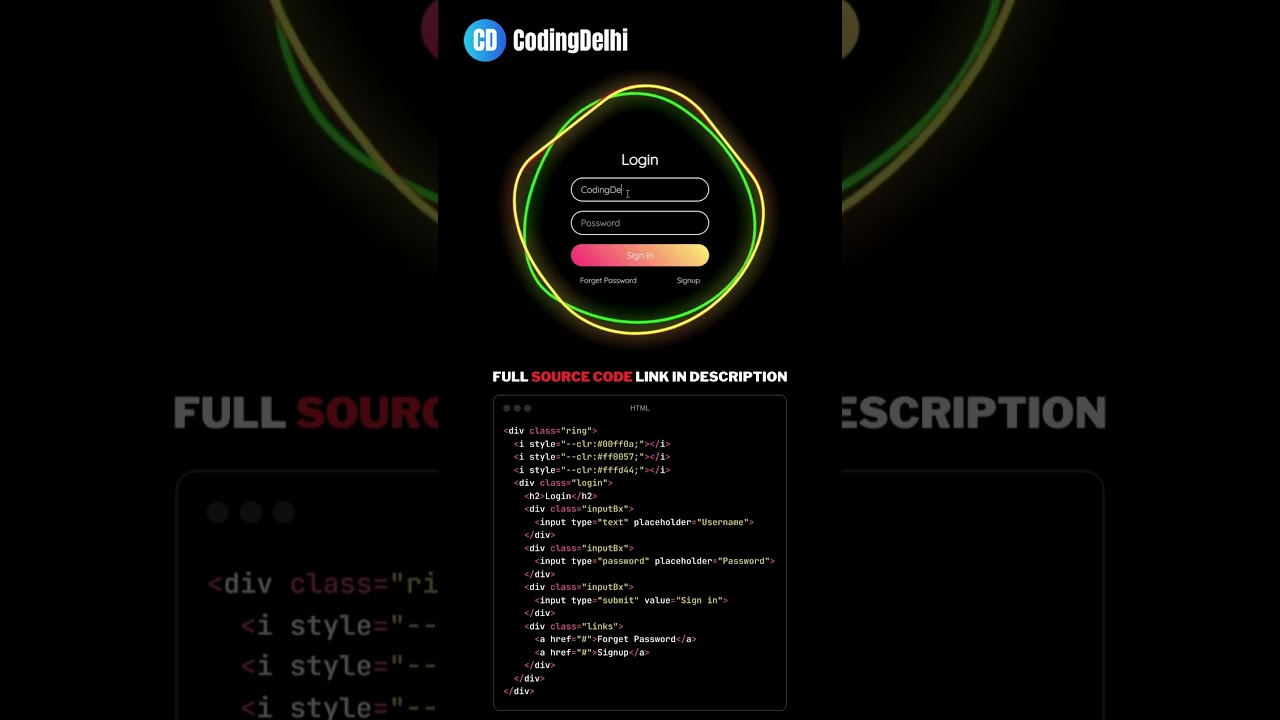 Animated Login Form | CSS HTML