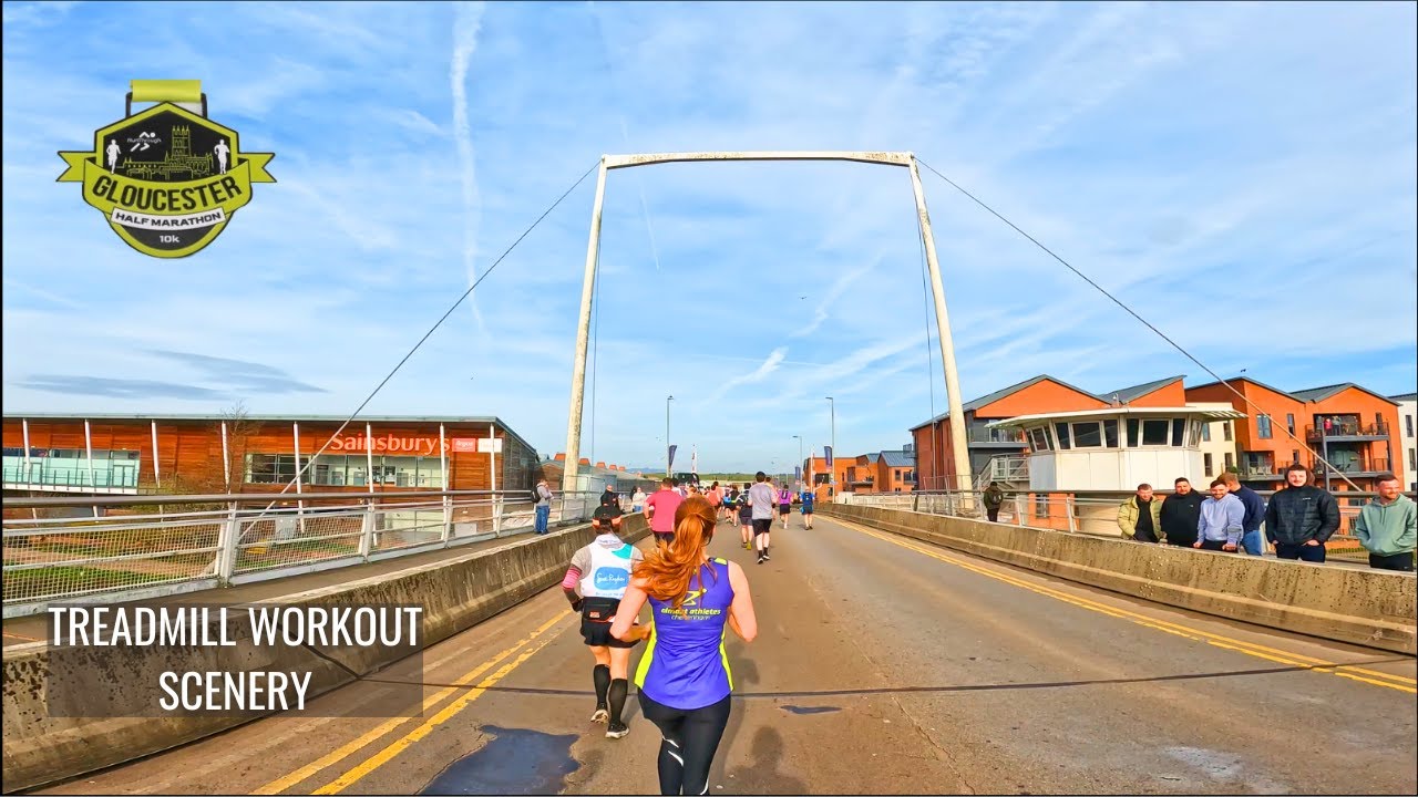 Sub-1:50 Hour Half Marathon Gloucester 2024 Treadmill Workout Scenery | Virtual Run / Walk