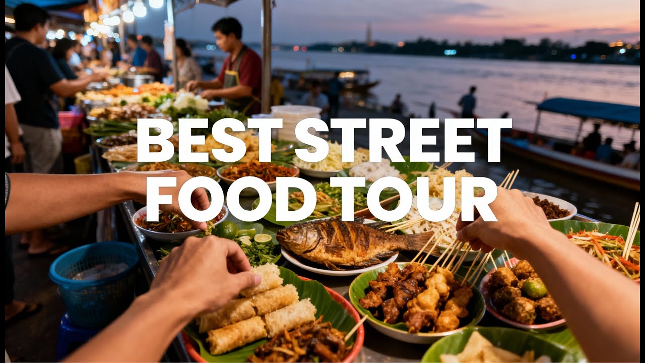 Hidden Walking Tour CAMBODIAN Street Food 2026 - Walk Explore Chatomuk, Phnom Penh Night Tour #933