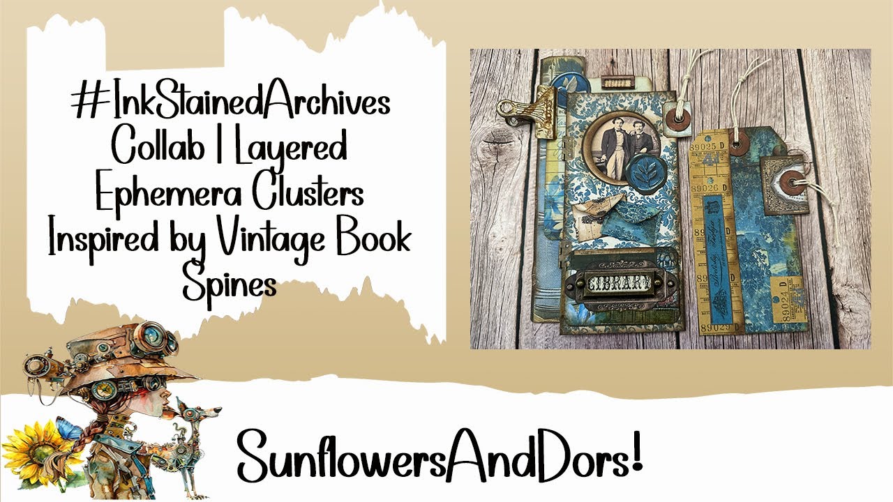 Layered Ephemera Clusters Inspired by Vintage Book Spines