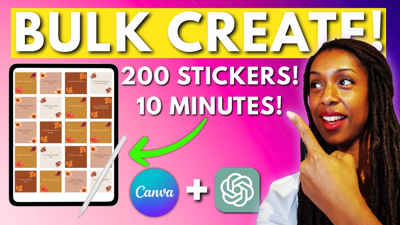 Как использовать Canva + ChatGPT для массового создания цифровых наклеек для продажи онлайн (отли...