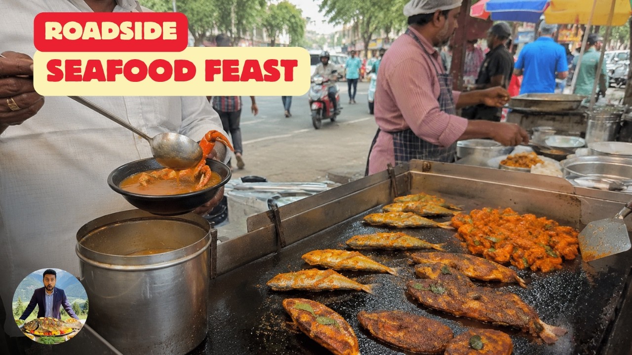 Watch How They Cook Fresh Seafood on a Busy City Road | Indian Street Food