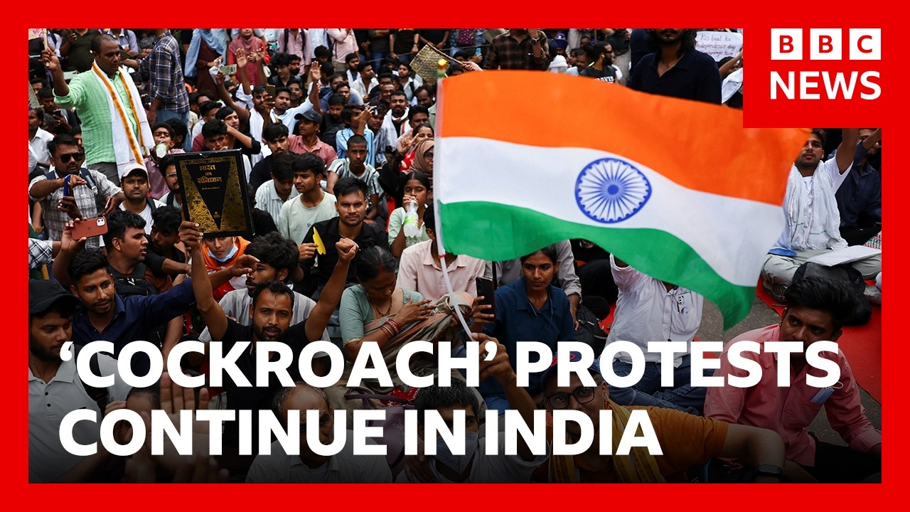 Thousands of students continue 'cockroach' protest in Delhi | BBC News