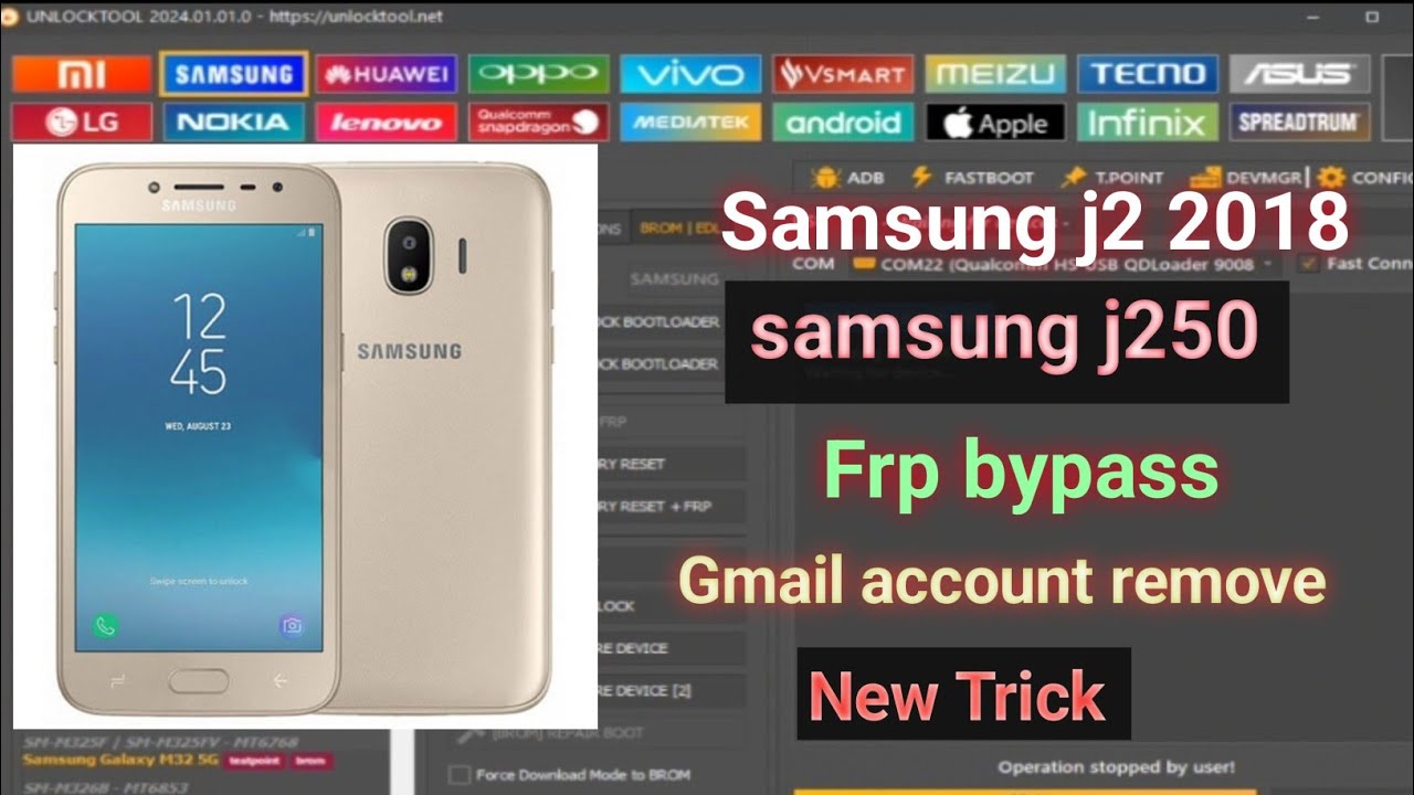 samsung j2 18 frp bypass unlock tool / samsung j2 pro password & gmail account bypass