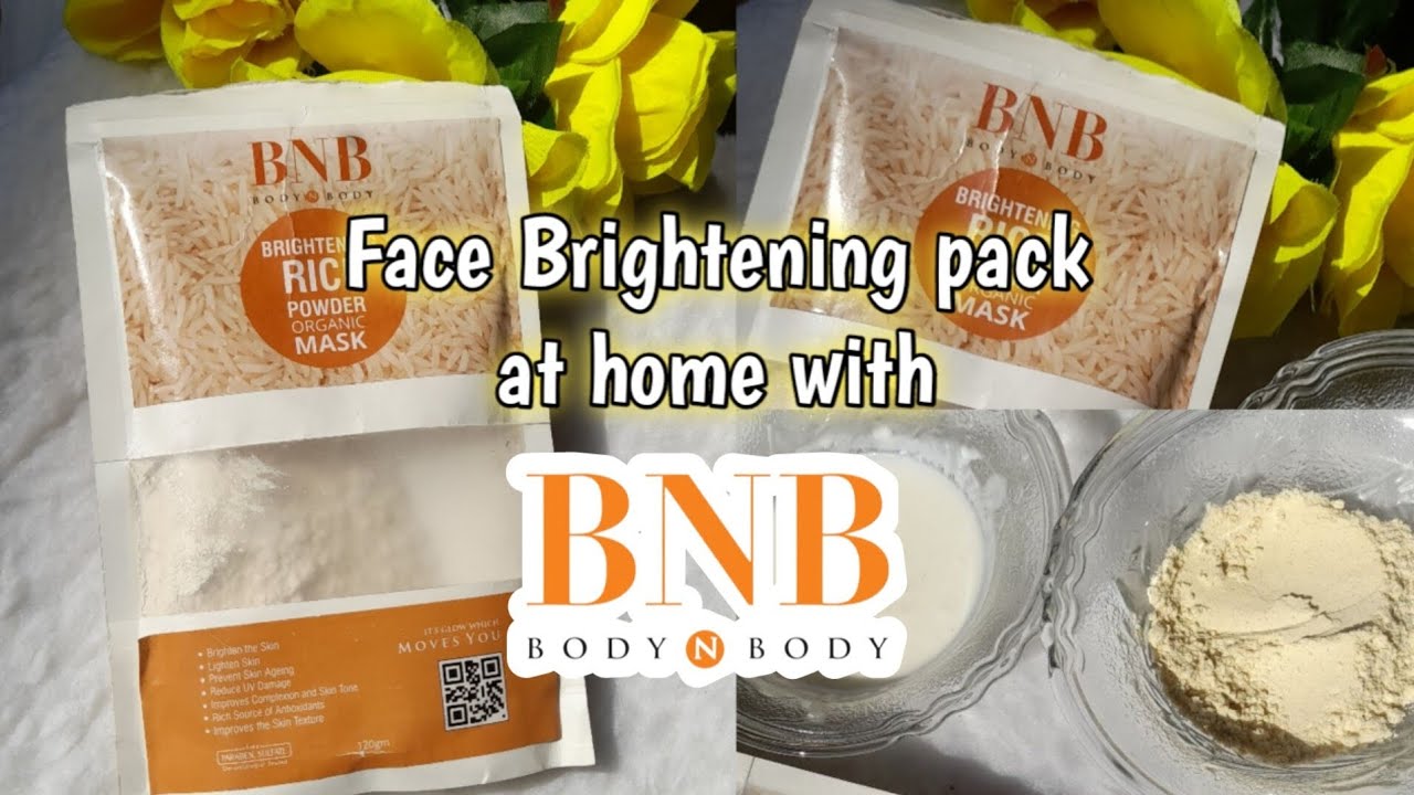 Face Brightening pack for glowing skin at home with BNB rice powder.