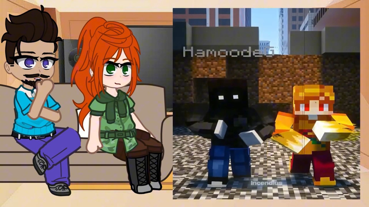 Steve and Alex react to HAMOODEG x INCENDIUS |Gacha reacts to Minecraft| Scary Minecraft Mobs TEAMUP