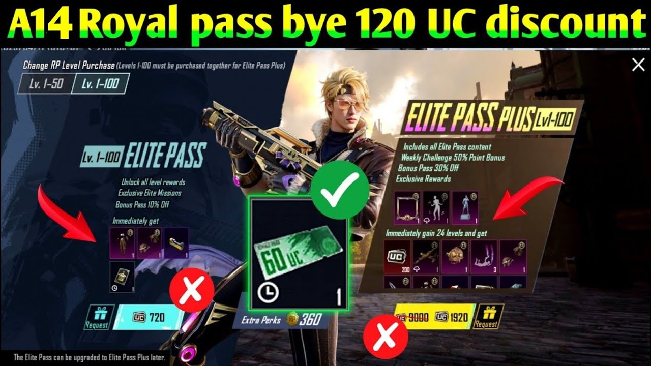 A14 royal pass kaise karen | Elite pass Elite pass plus upgrade Get Free emote 300 UC vs 960