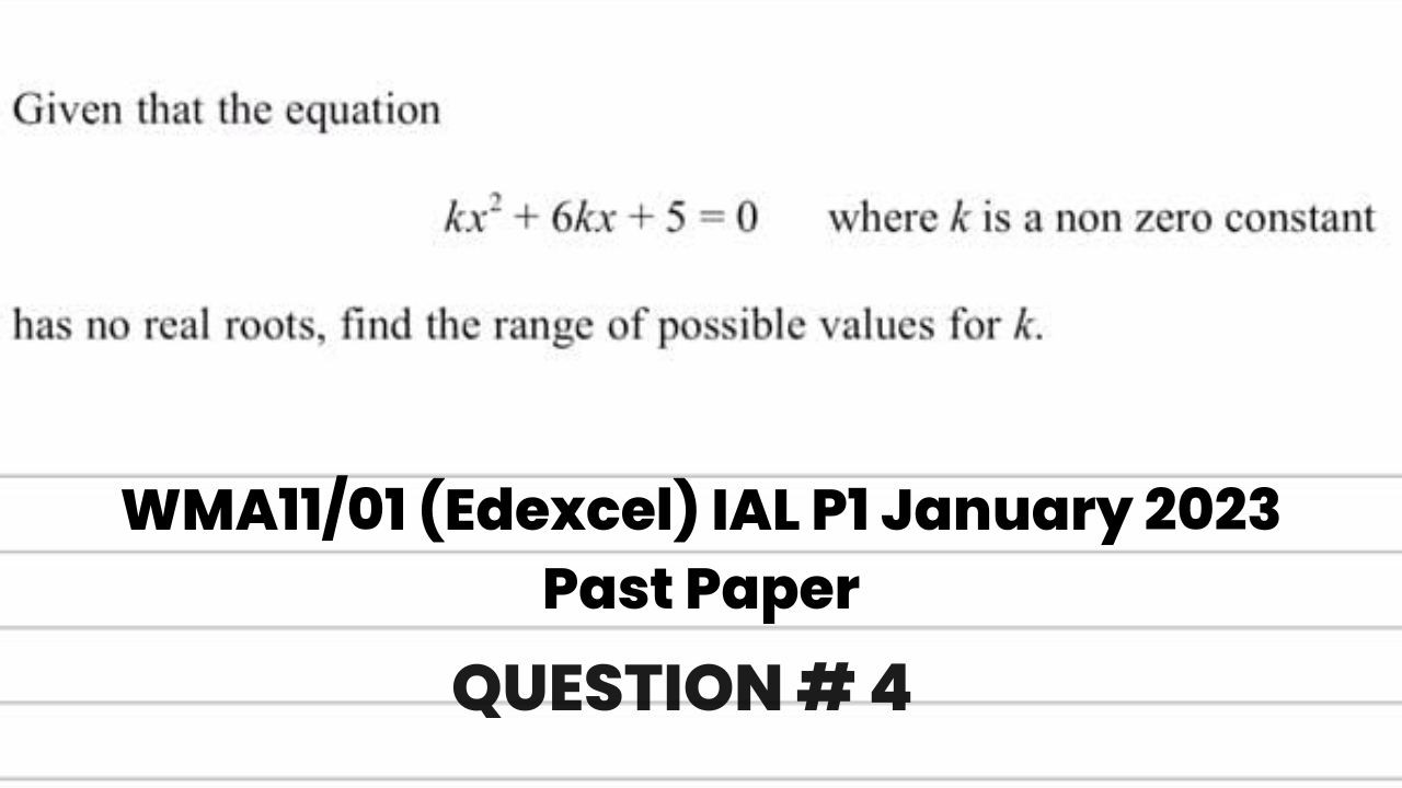 Question 4 | Quadratic Inequalities | WMA11/01 (Edexcel) IAL P1 January 2023, | The Digital Coaching