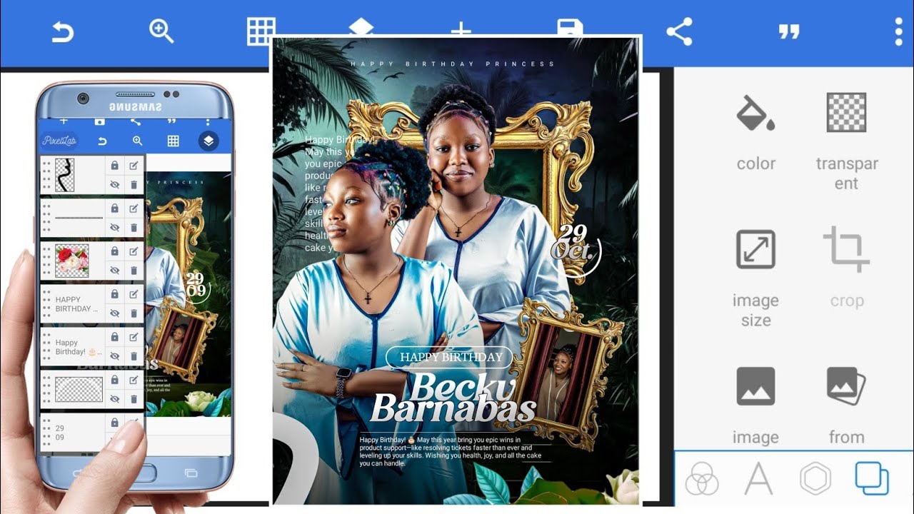 How to Design a Birthday Flyer on Phone | Pixellab Beginner Tutorial