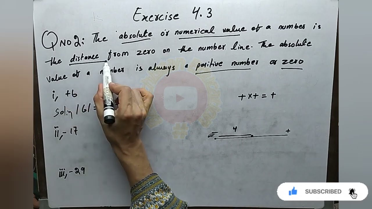 Exercise 4.3 Q.no.2 / Absolute Value / Unit 4 class 6 Math Balochistan Board