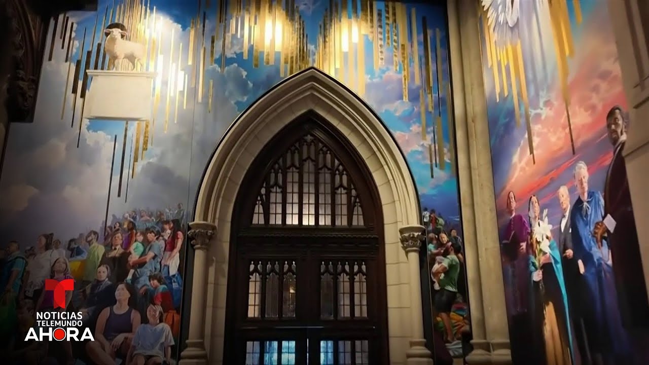Emotivo mural en catedral de San Patricio rinde homenaje a los migrantes | Noticias Telemundo