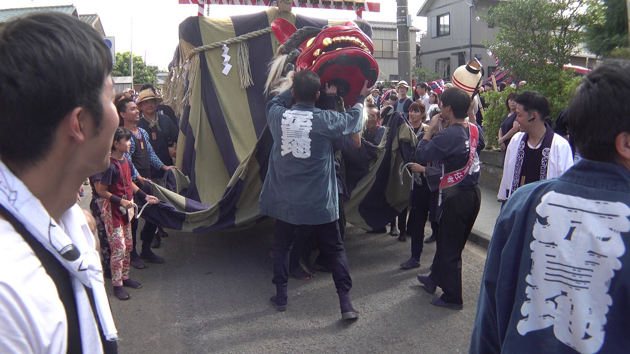 4K 水久保町、大和町、元真地町の幌獅子　神幸祭 供奉行列　石岡のおまつり2019 初日　C0051