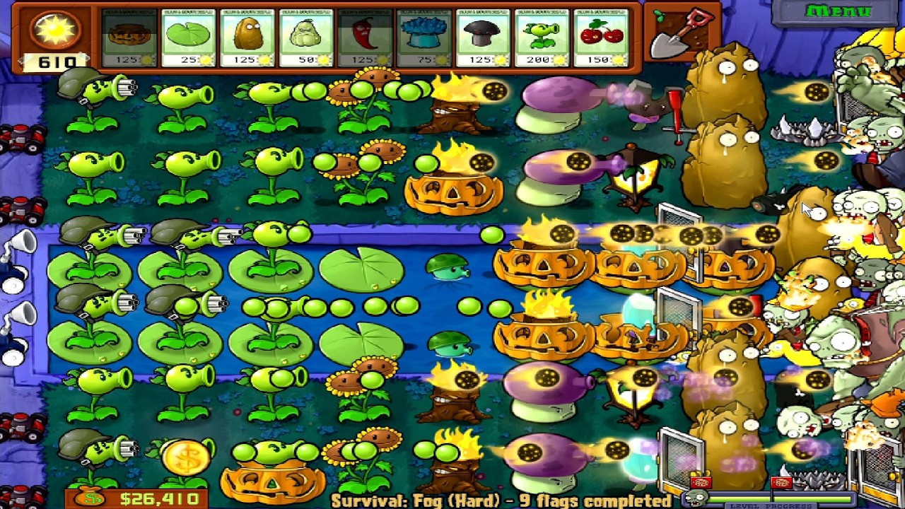 Plants VS. Zombies (PC) // Survival: Fog (Hard) - 100% Walkthrough