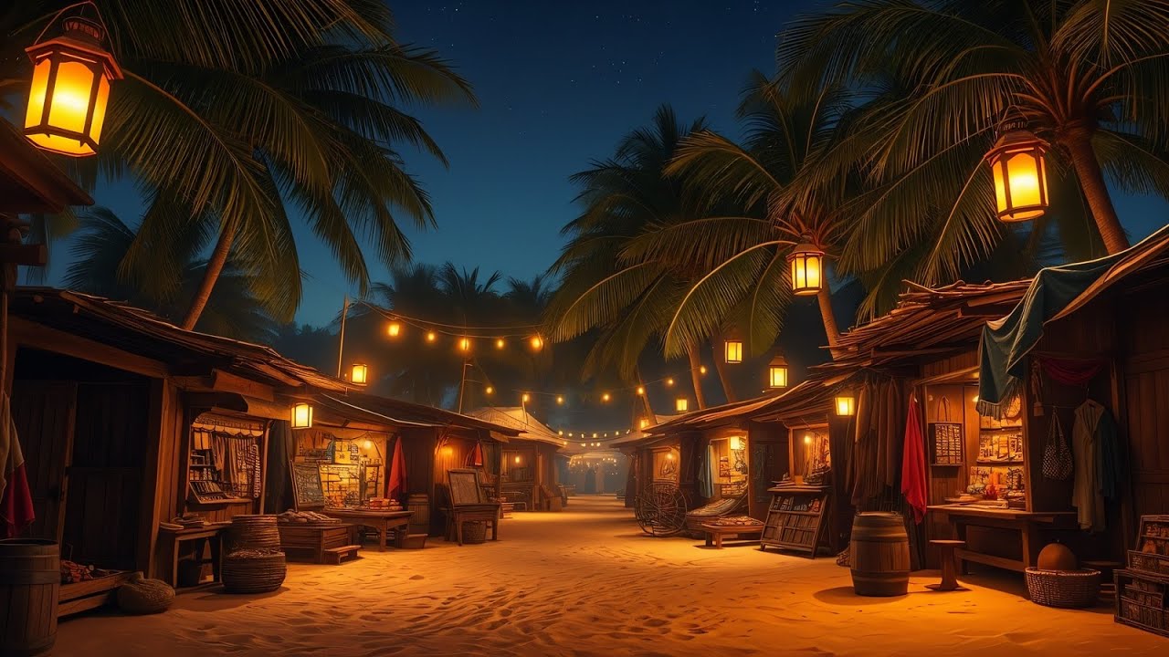 🏴&zwj;☠️ Pirate Music with Market Sounds & Ocean Sounds | Pirate Market Ambience 💰