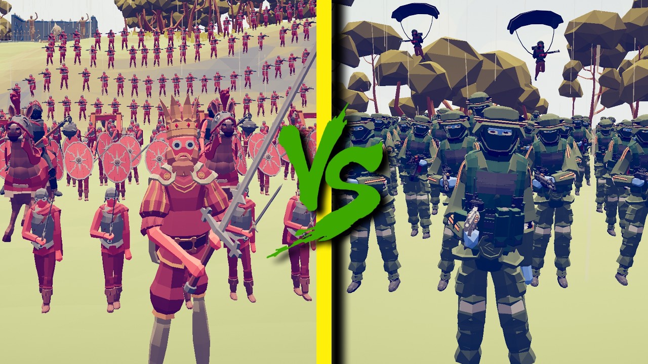 MEDIEVAL FACTION vs MODERN ARMY TEAM - Totally Accurate Battle Simulator TABS