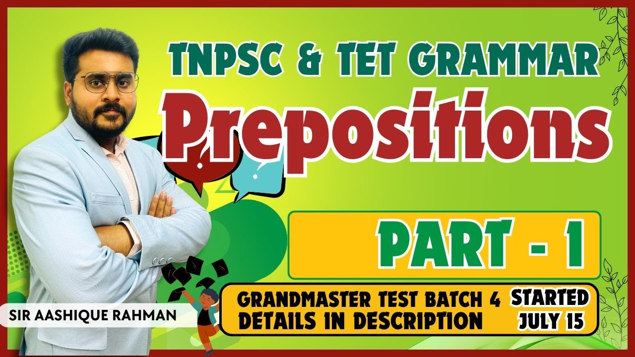 Prepositions Part 1 GRAMMAR | TNPSC TET TNUSRB SI GENERAL ENGLISH | 100 % SUCCESS