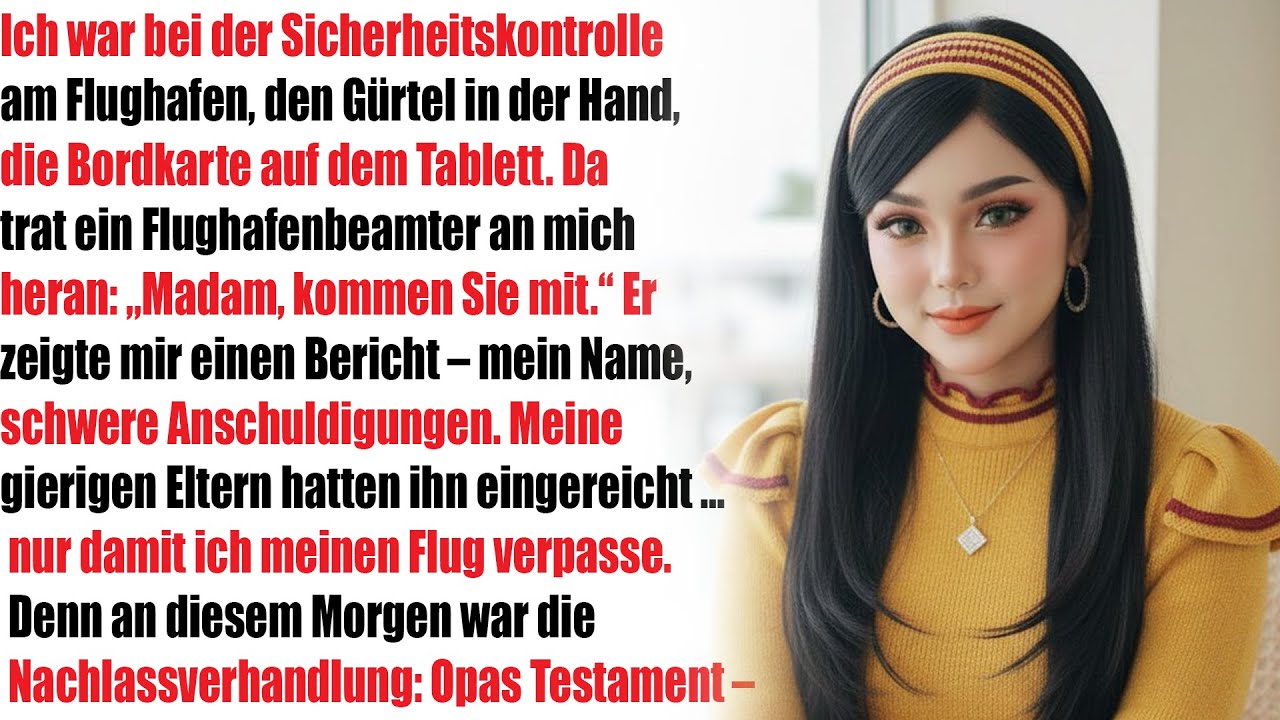 Flughafenpolizei stoppte mich – Eltern logen, damit ich Opas Erbe verpasse…