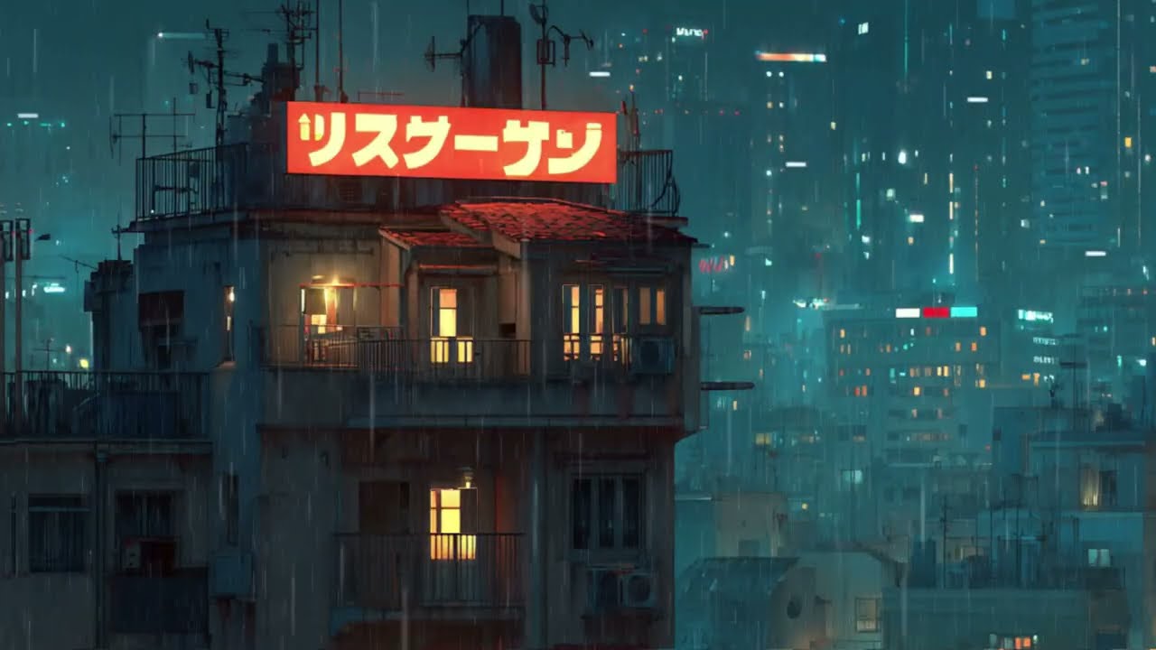 Rainy Night Lofi 🌧️ Japanese Neon City | Chillhop Study Beats