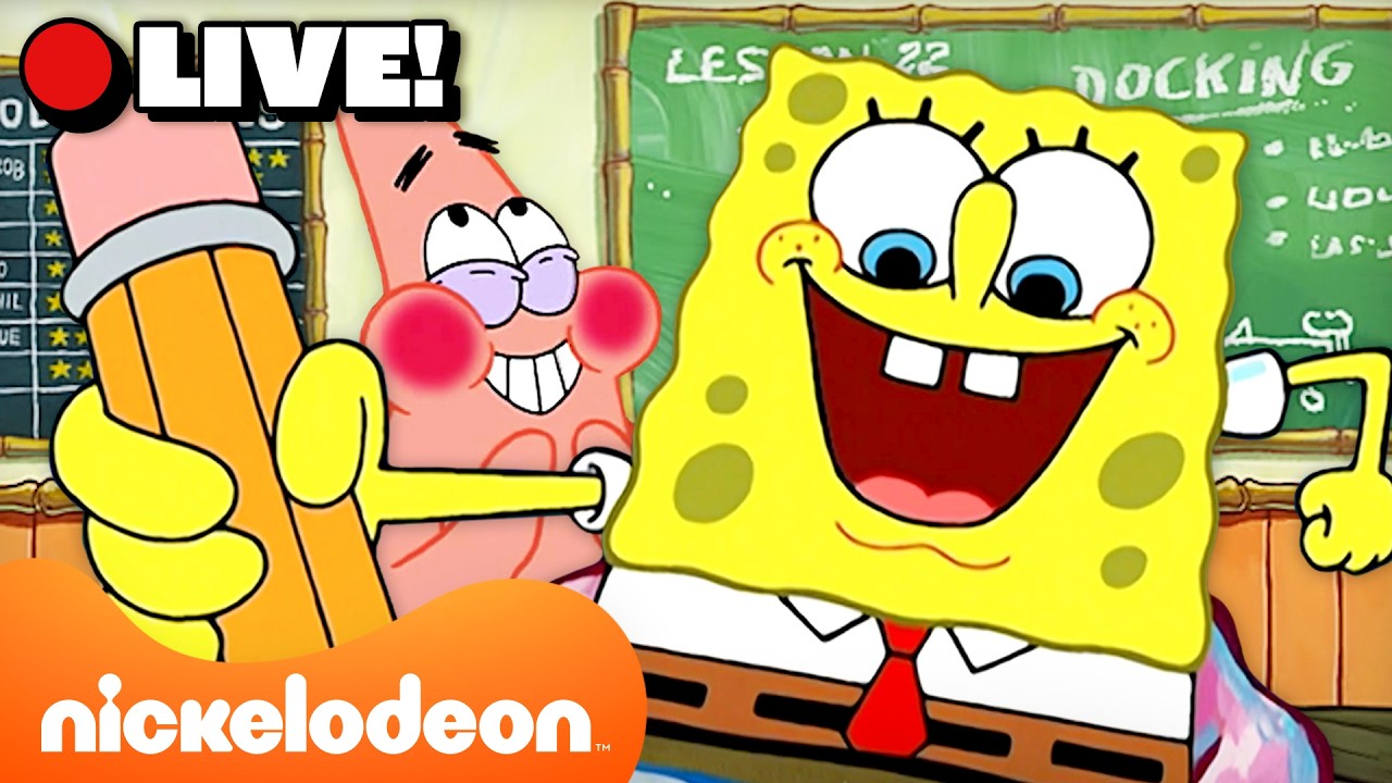 🔴 LIVE: Bikini Bottom Back to School MARATHON! ✏️ | SpongeBob | Nicktoons